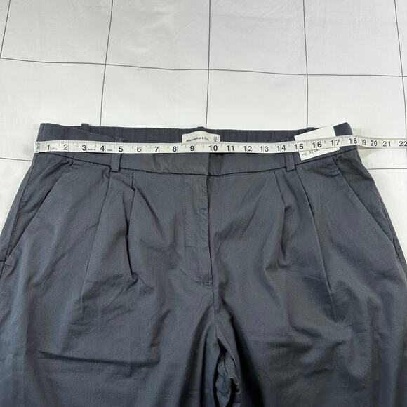 Abercrombie & Fitch Pants Womens 32 Short Gray Wide Leg Pleated Low Rise New - Picture 8 of 13